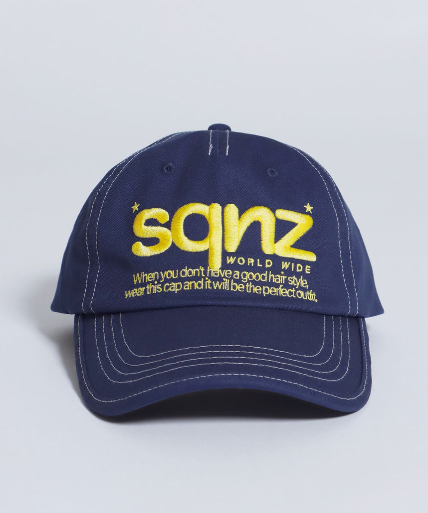 【SEQUENZ(シークエンズ)】sqnz logo cap / ロゴ ベースボール キャップ 刺繍 ストリート ネイビー