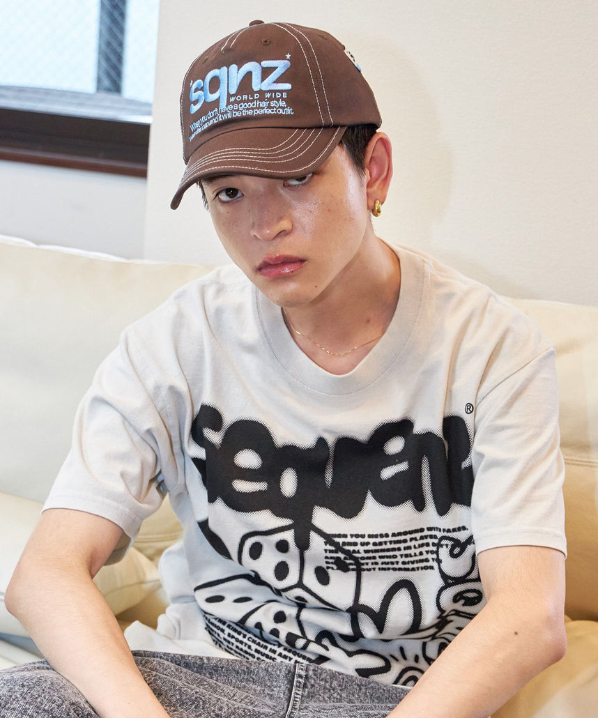 ※WEB限定 / ロゴ刺繍キャップ / sqnz logo cap ダークブラウン