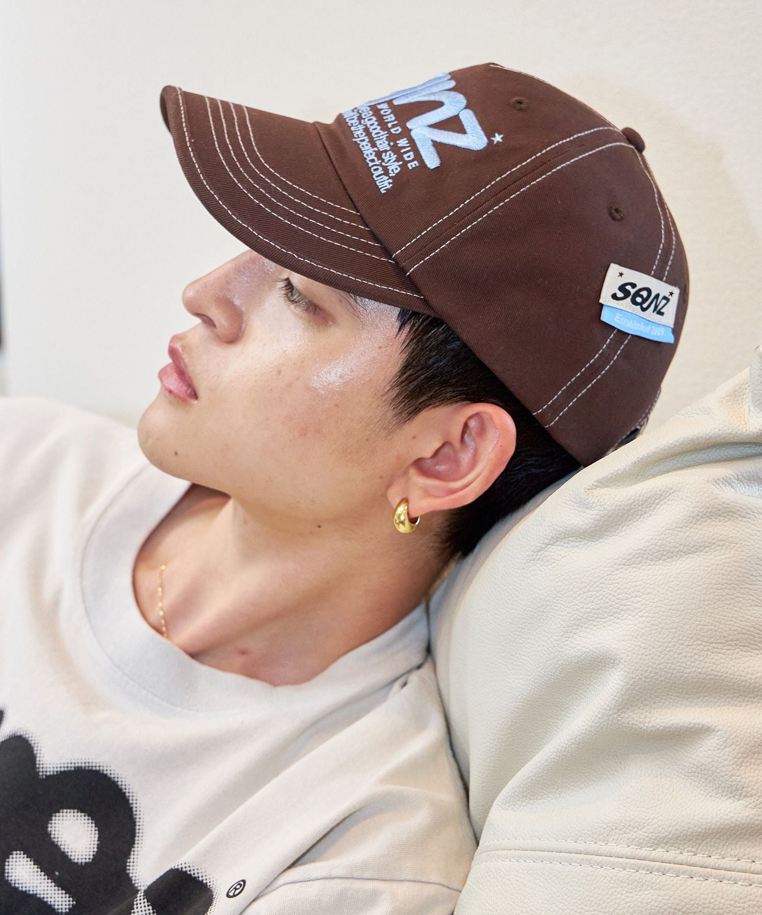 ※WEB限定 / ロゴ刺繍キャップ / sqnz logo cap ダークブラウン