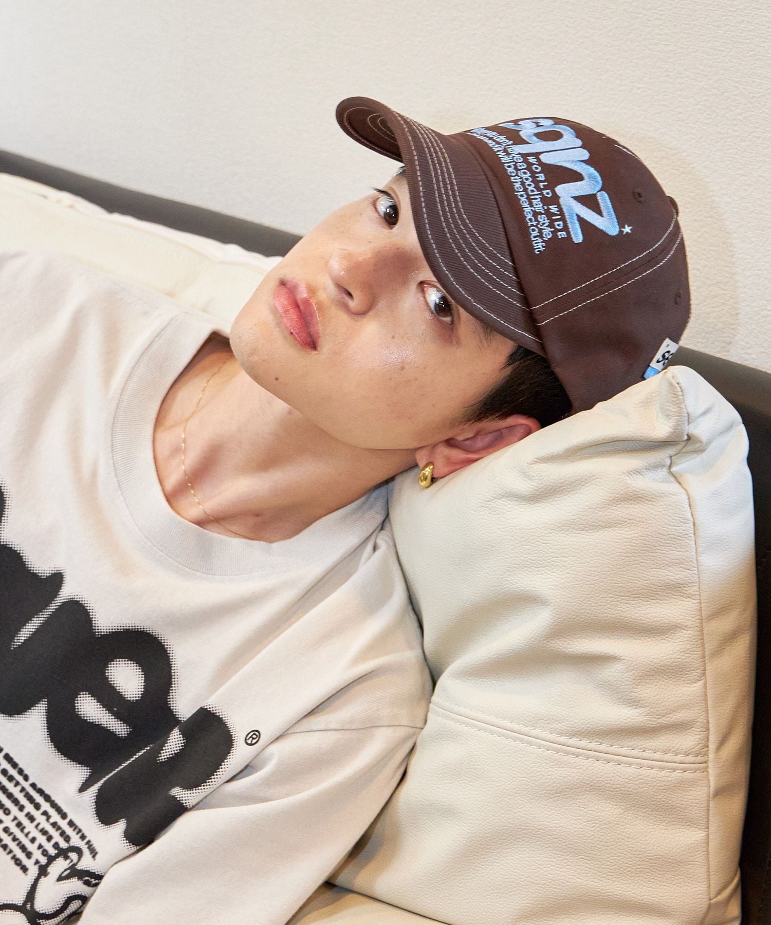 ※WEB限定 / ロゴ刺繍キャップ / sqnz logo cap ダークブラウン