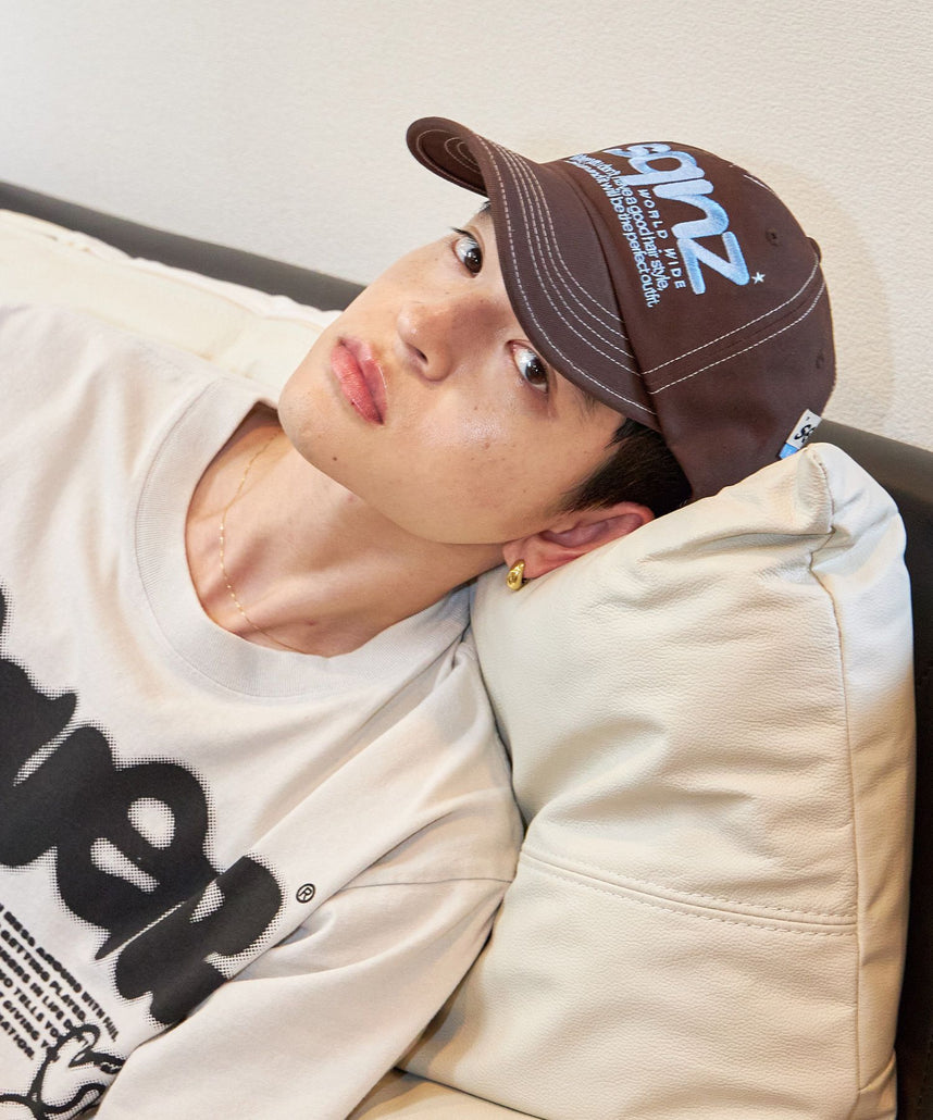 ※WEB限定 / ロゴ刺繍キャップ / sqnz logo cap ダークブラウン