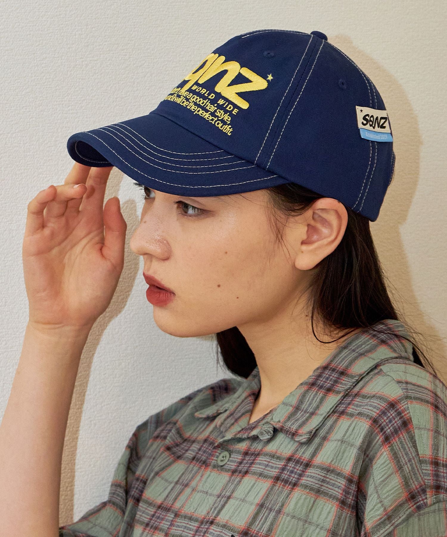 sqnz logo cap / ロゴ ベースボール キャップ 刺繍 ストリート ネイビー