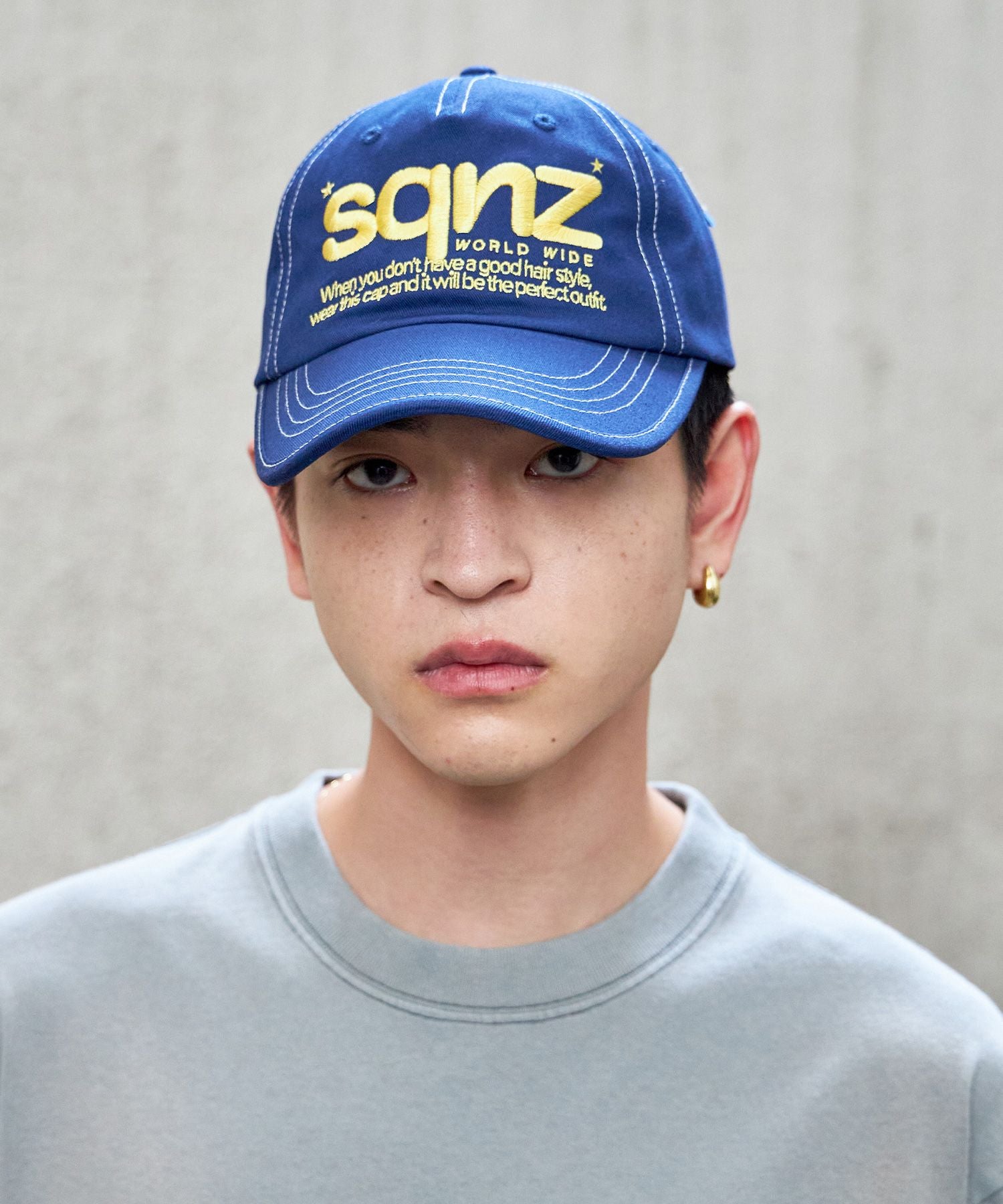 sqnz logo cap / ロゴ ベースボール キャップ 刺繍 ストリート ネイビー