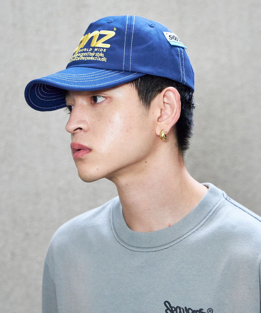 sqnz logo cap / ロゴ ベースボール キャップ 刺繍 ストリート ネイビー