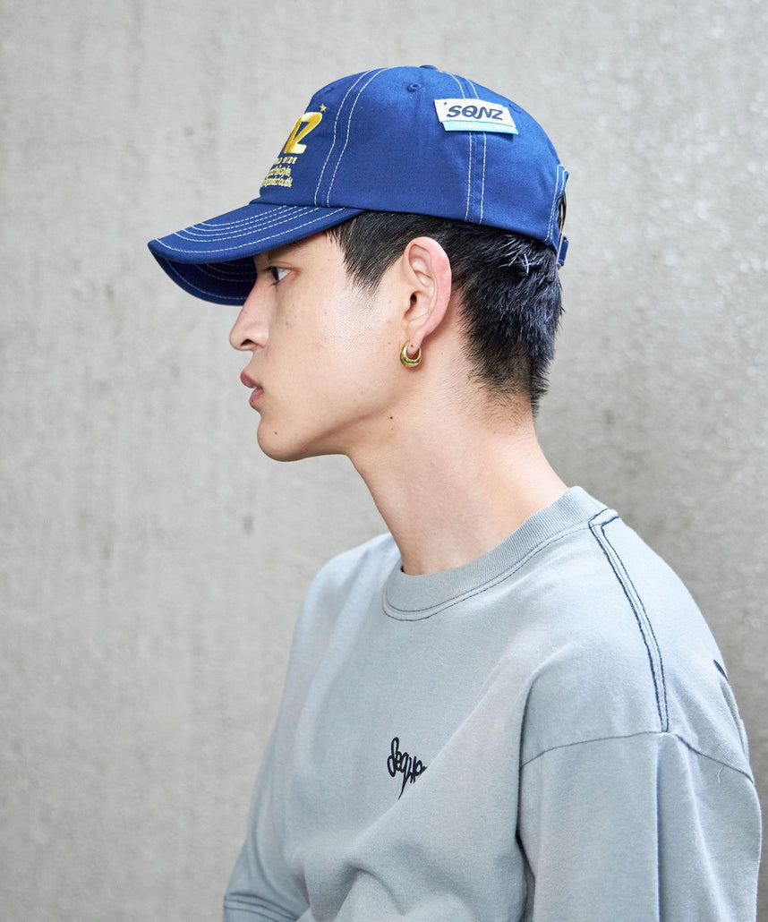 sqnz logo cap / ロゴ ベースボール キャップ 刺繍 ストリート ネイビー