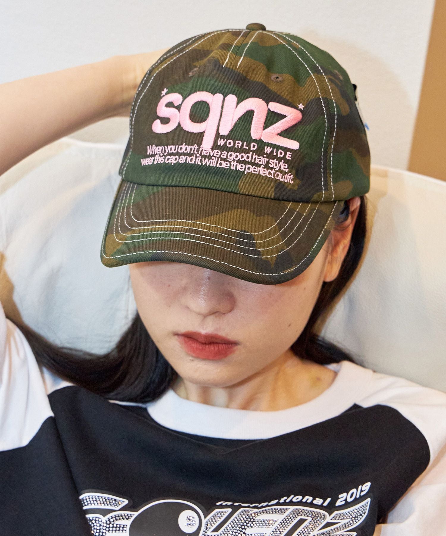 sqnz logo cap / ロゴ ベースボール キャップ 刺繍 ストリート 柄80