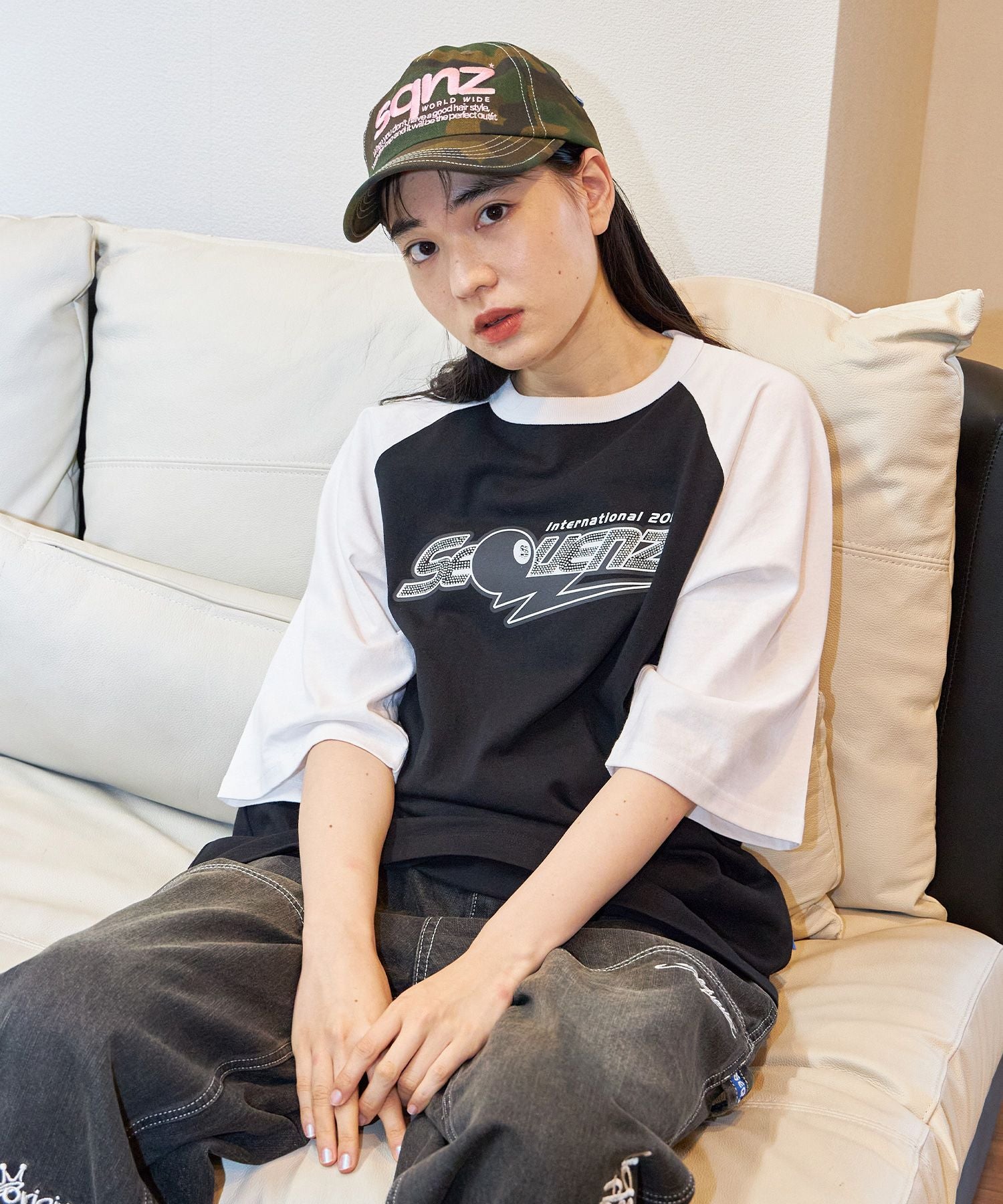 sqnz logo cap / ロゴ ベースボール キャップ 刺繍 ストリート 柄80