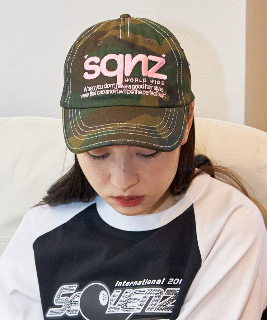 sqnz logo cap / ロゴ ベースボール キャップ 刺繍 ストリート 柄80
