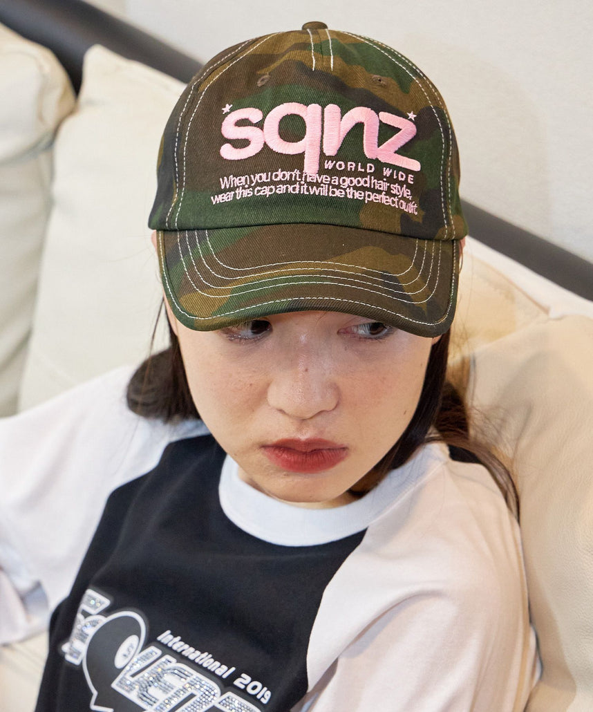 sqnz logo cap / ロゴ ベースボール キャップ 刺繍 ストリート 柄80