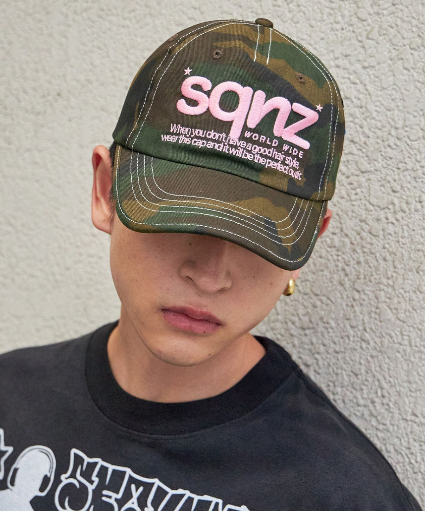 sqnz logo cap / ロゴ ベースボール キャップ 刺繍 ストリート 柄80