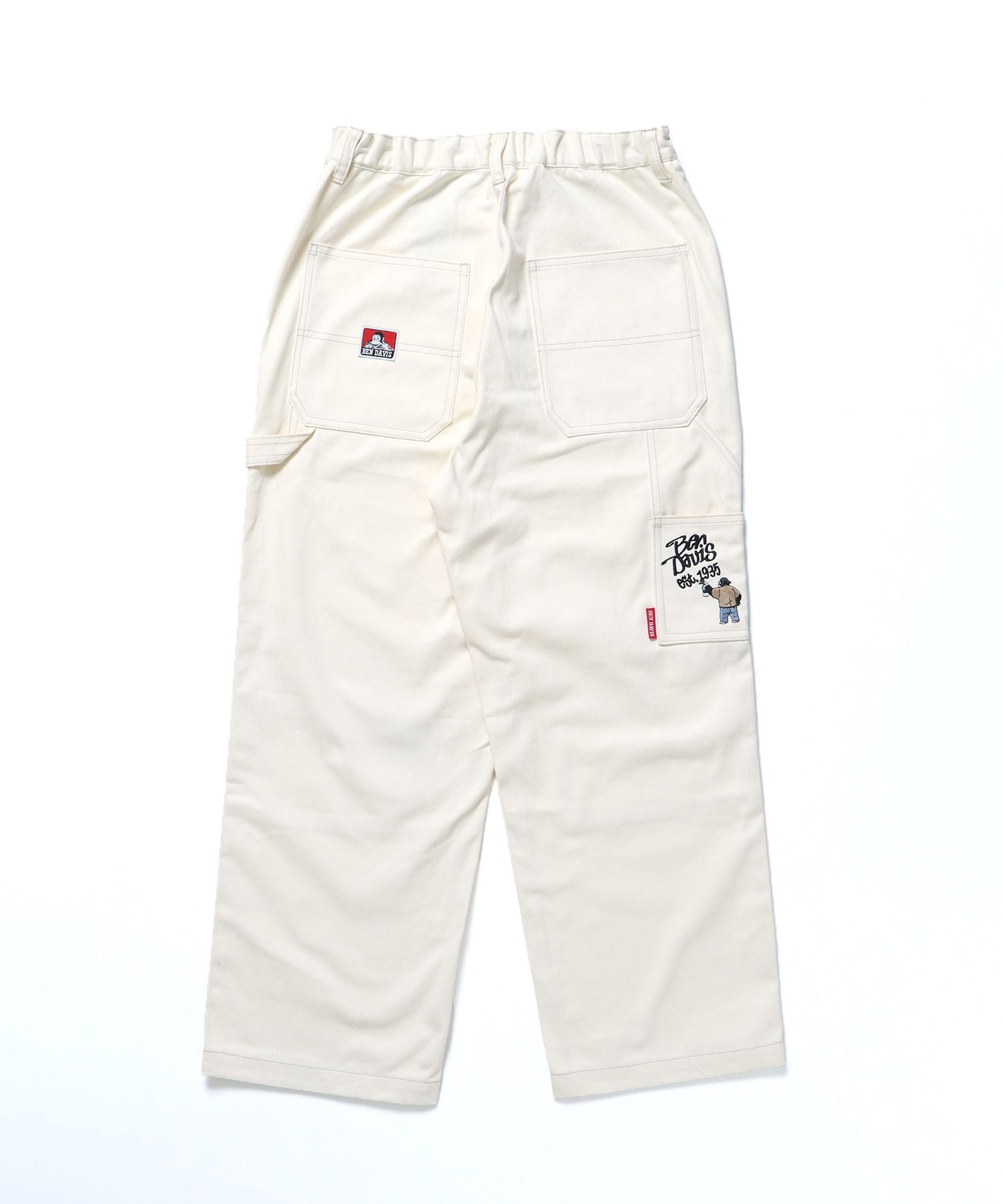 EMBRO DOUBLE KNEE PAINTER PANTS / 刺繍 ダブルニー ワイド ストレート オフホワイト