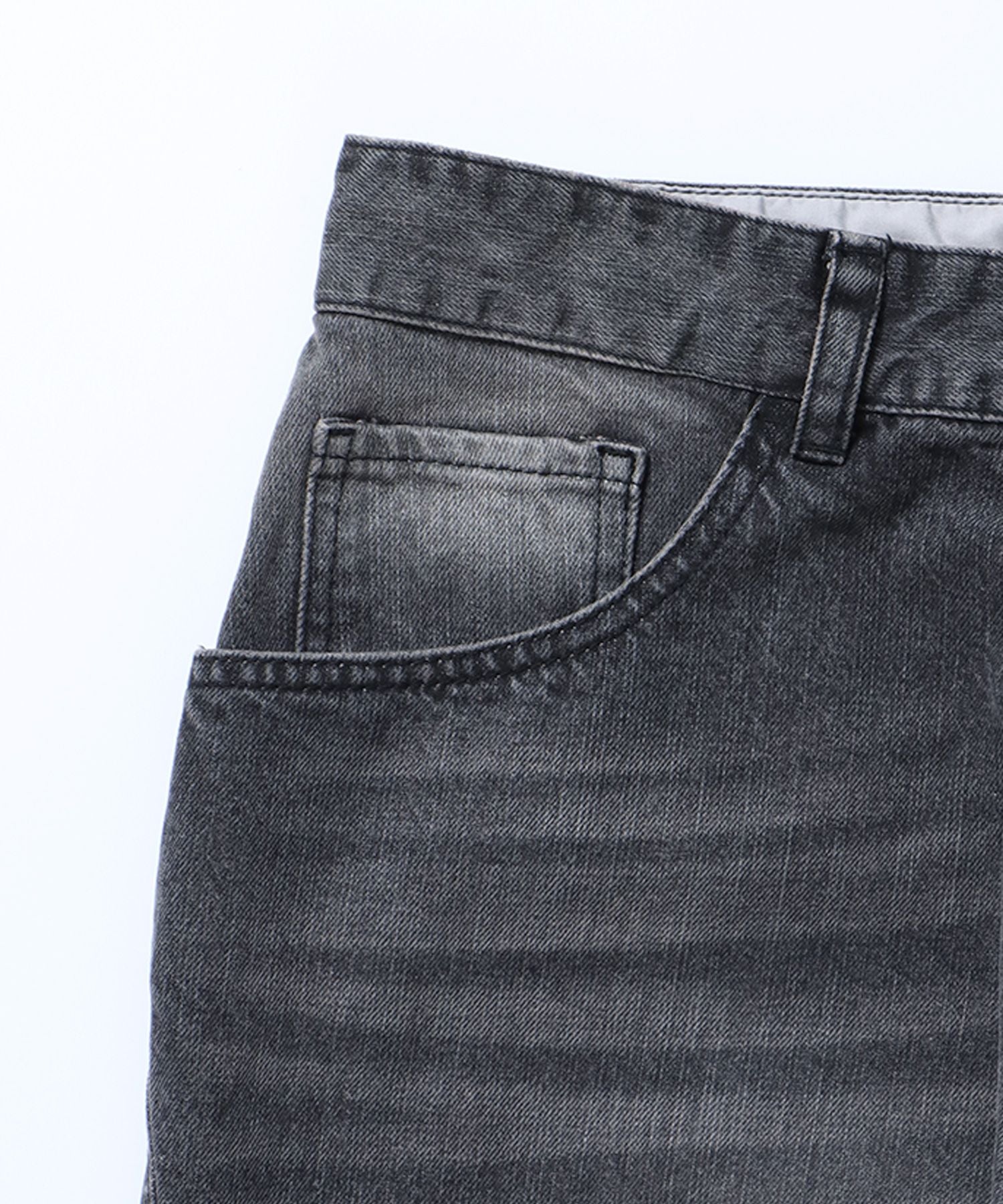 sqnz washed curve denim pants / カーブデニム ワイドパンツ ヴィンテージライク オーバーダイ ブラック ≪SET UP着用可能≫