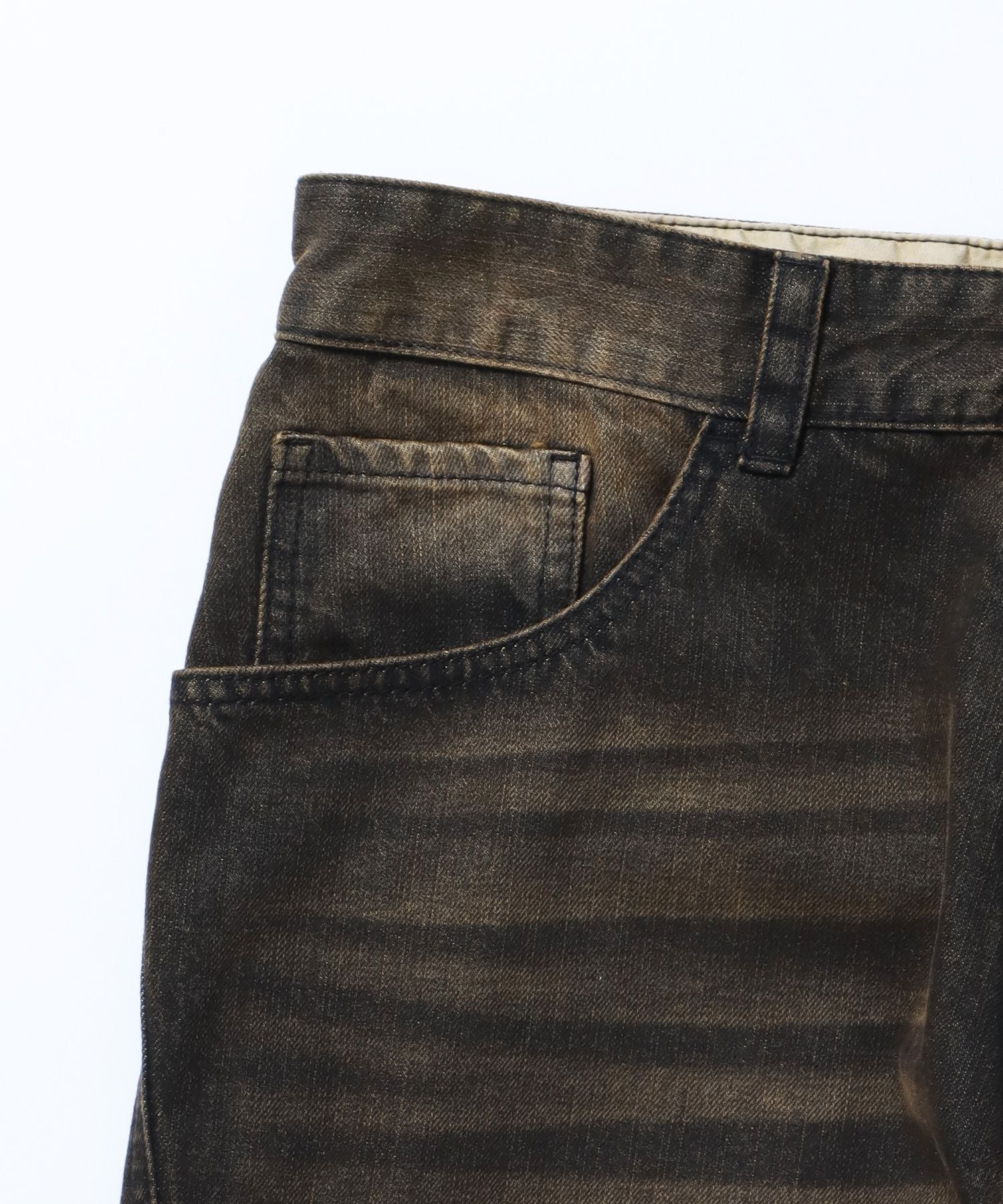 sqnz twist drape denim pants / ツイストドレープデニム カーブデニム ワイドパンツ ヴィンテージライク オーバーダイ≪SET UP着用可能≫