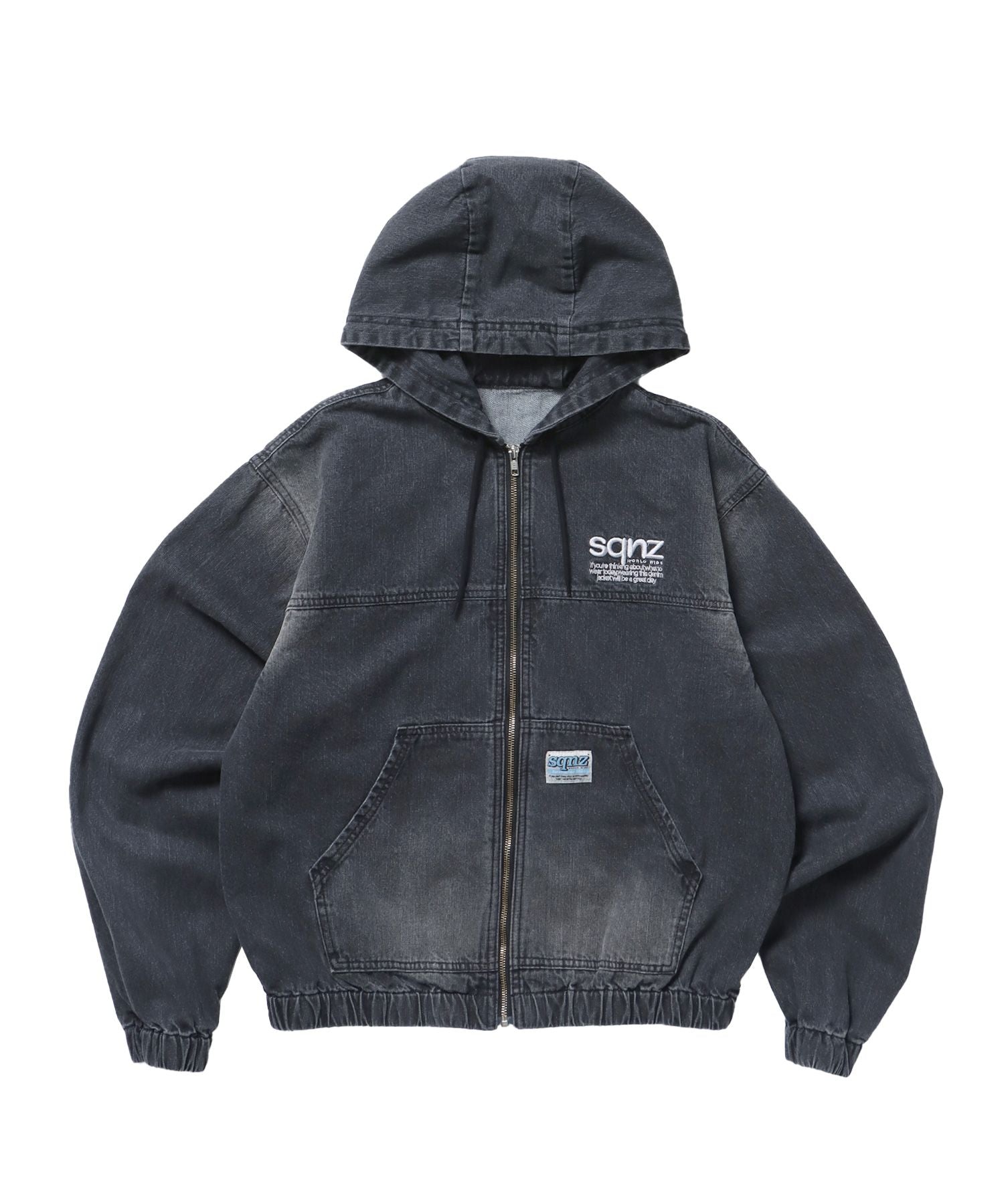 【SEQUENZ(シークエンズ)】sqnz washed wappen zip p/k / ワイドシルエット 刺繍 男女兼用