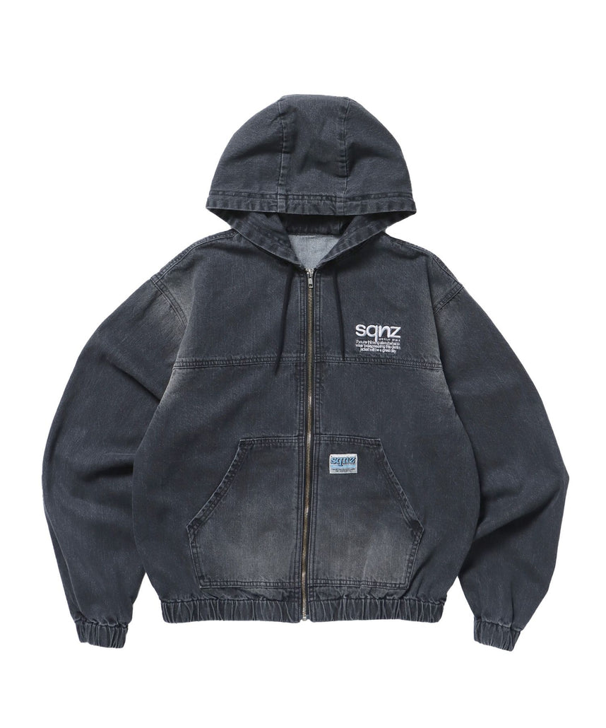 【SEQUENZ(シークエンズ)】sqnz washed wappen zip p/k / ワイドシルエット 刺繍 男女兼用