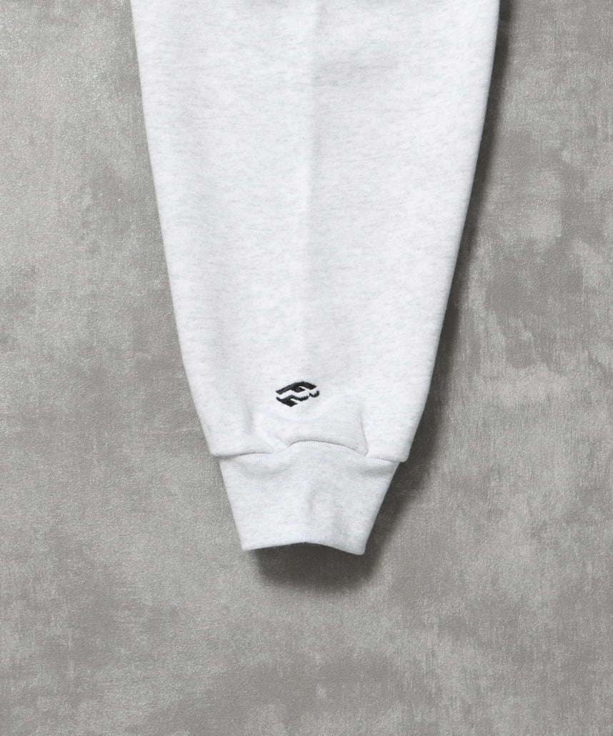 ヘビーウエイトフード刺繍ロゴジップパーカー / パーカー 裏起毛 ジップ 刺繍 ロゴ フーディ ダブルジップ アッシュグレー