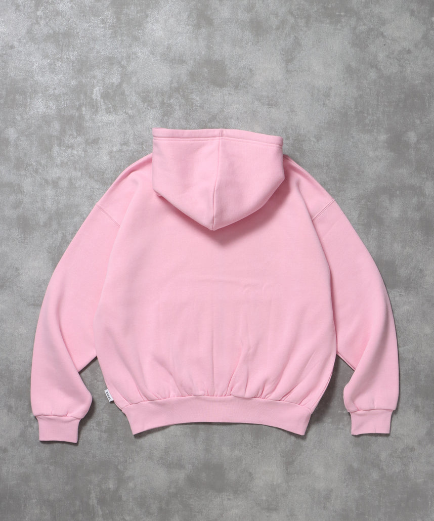 ヘビーウエイトワンポイントジップパーカー / パーカー ジップ ワンポイント ロゴ 裏起毛 フーディ ピンク
