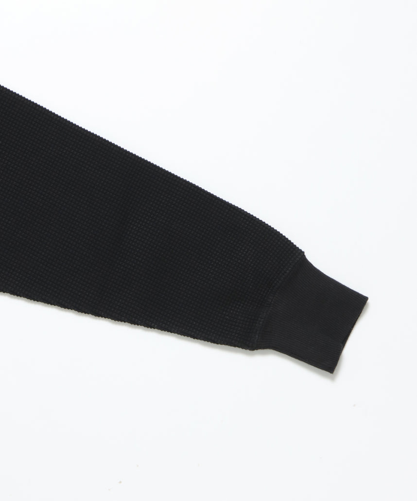 WAFFLE L/S HENLEY / ヘンリー ワッフル オーバーサイズ 長袖 レイヤード ブラック