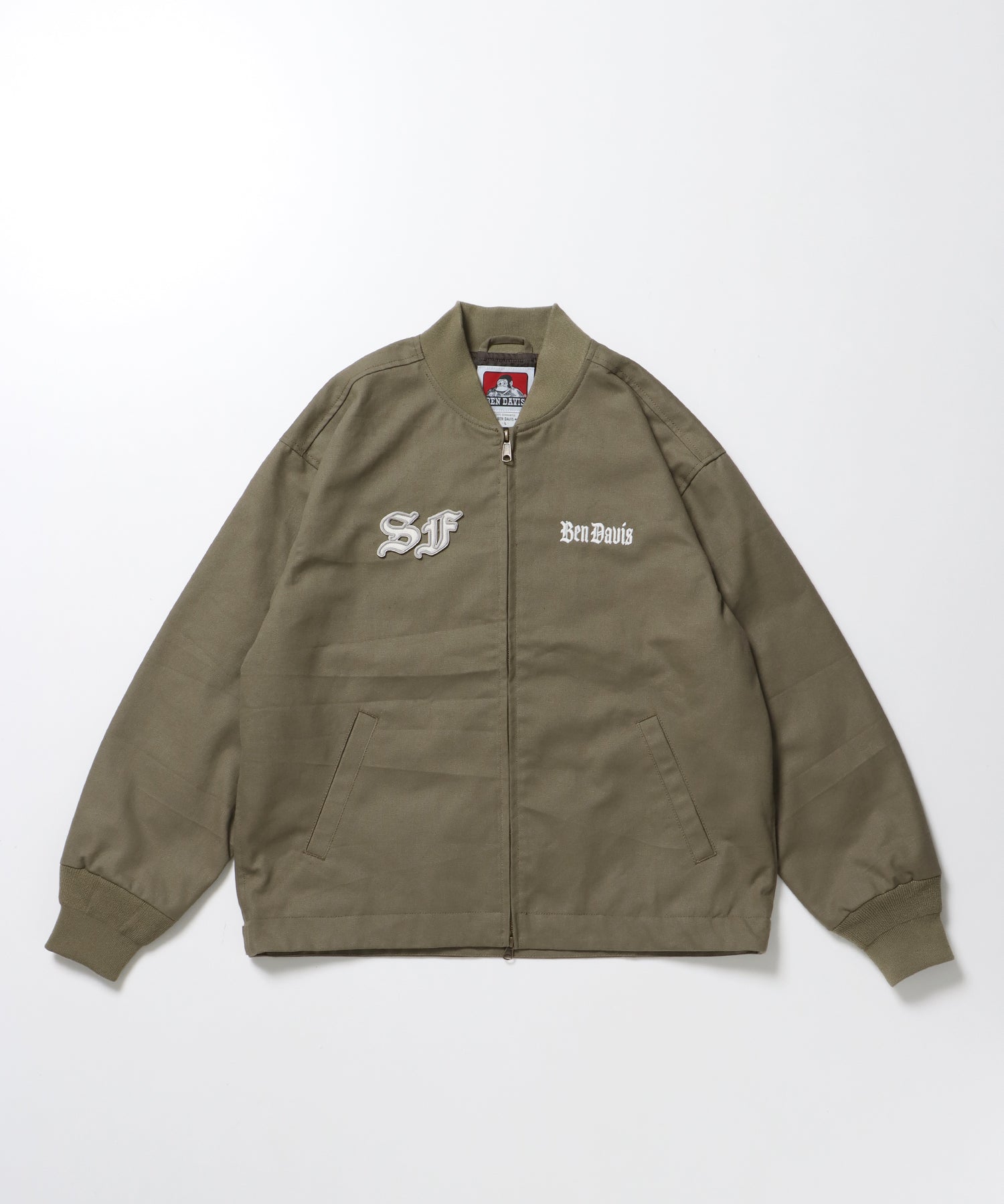 MECHANIC EMB RIBBED JACKET / ワーク ジャケット 刺繍 ジャケット ダック アウター カーキ