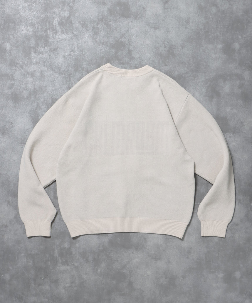 デカロゴニットプルオーバー / ニット ロゴ クルーネック モール アイボリー