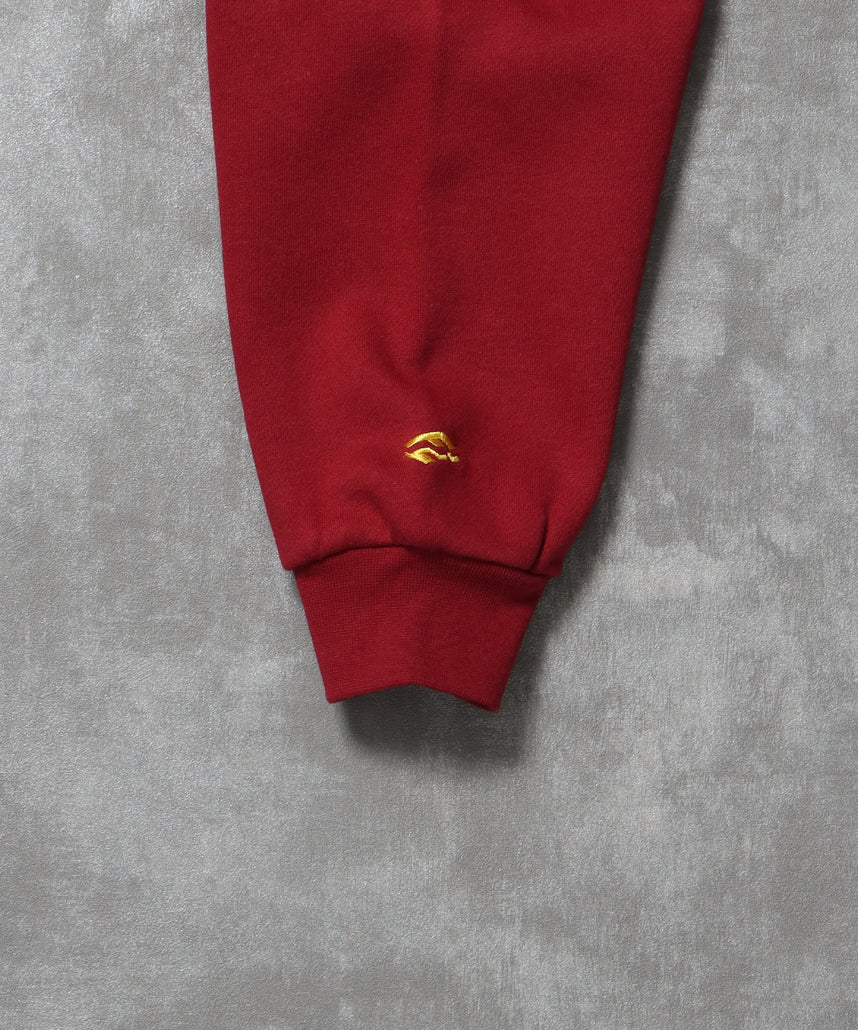 ヘビーウエイトセンターロゴ刺繍ZIPパーカー / パーカー 裏起毛 ジップ 刺繍 ロゴ フーディ バブルジップ ワイン