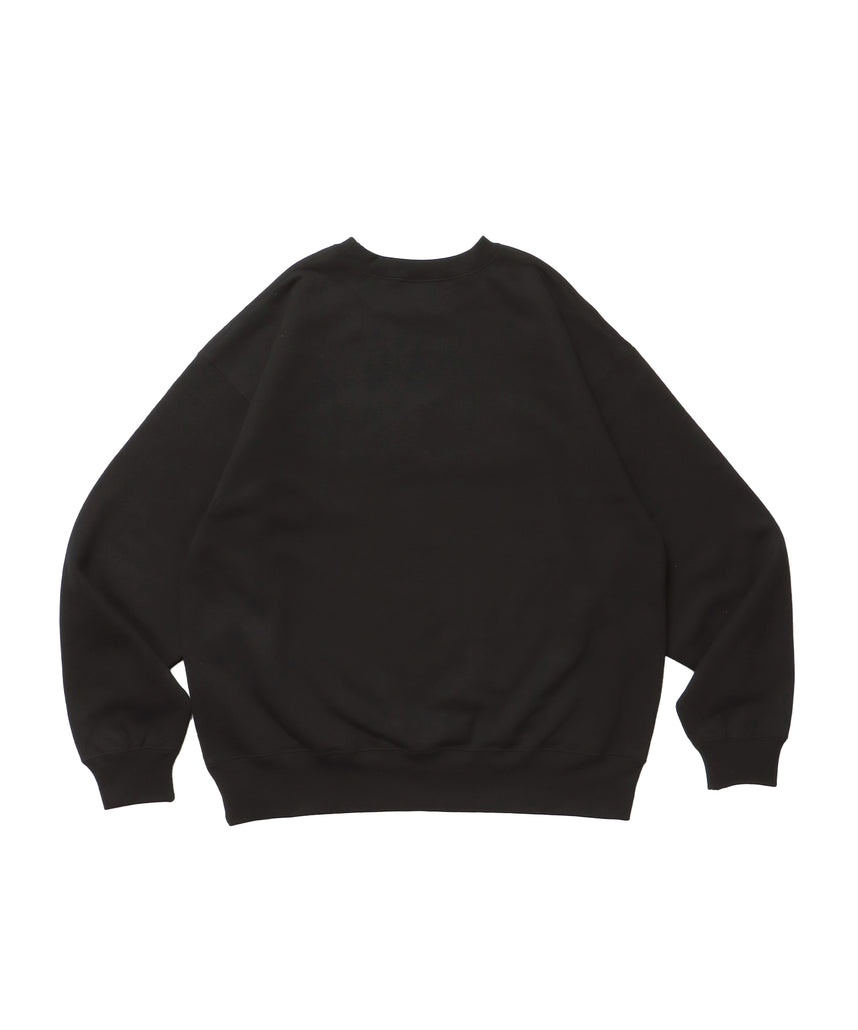 PLAD LOGO CREW / ビッグシルエット クルーネック 裏起毛 ワンポイント 人気秋冬 トレンドカラー スウェット タウンユース カジュアルストリート ユニセックス ブラック