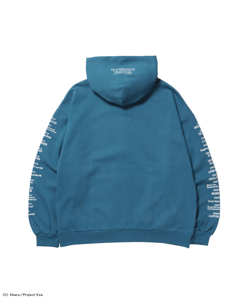 EVA BEST SCENE ZIP PK / オーバーサイズ ビッグシルエット ジップパーカー 刺繍 プリント フーディ 裏起毛 ユニセックス グリーン