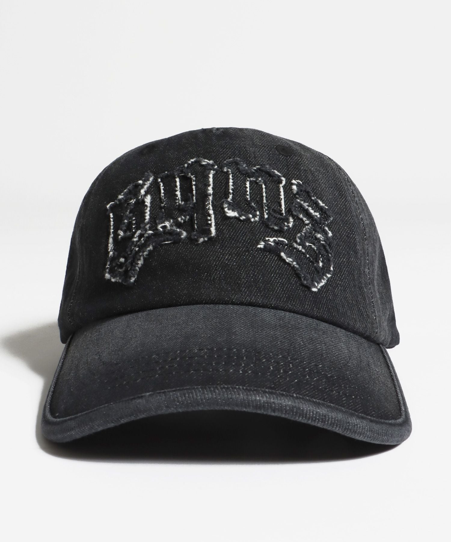 【SEQUENZ(シークエンズ)】sqnz applique denim cap / キャップ デニム ステッチ 刺繍 ≪サイズ調節可能≫ ブラック