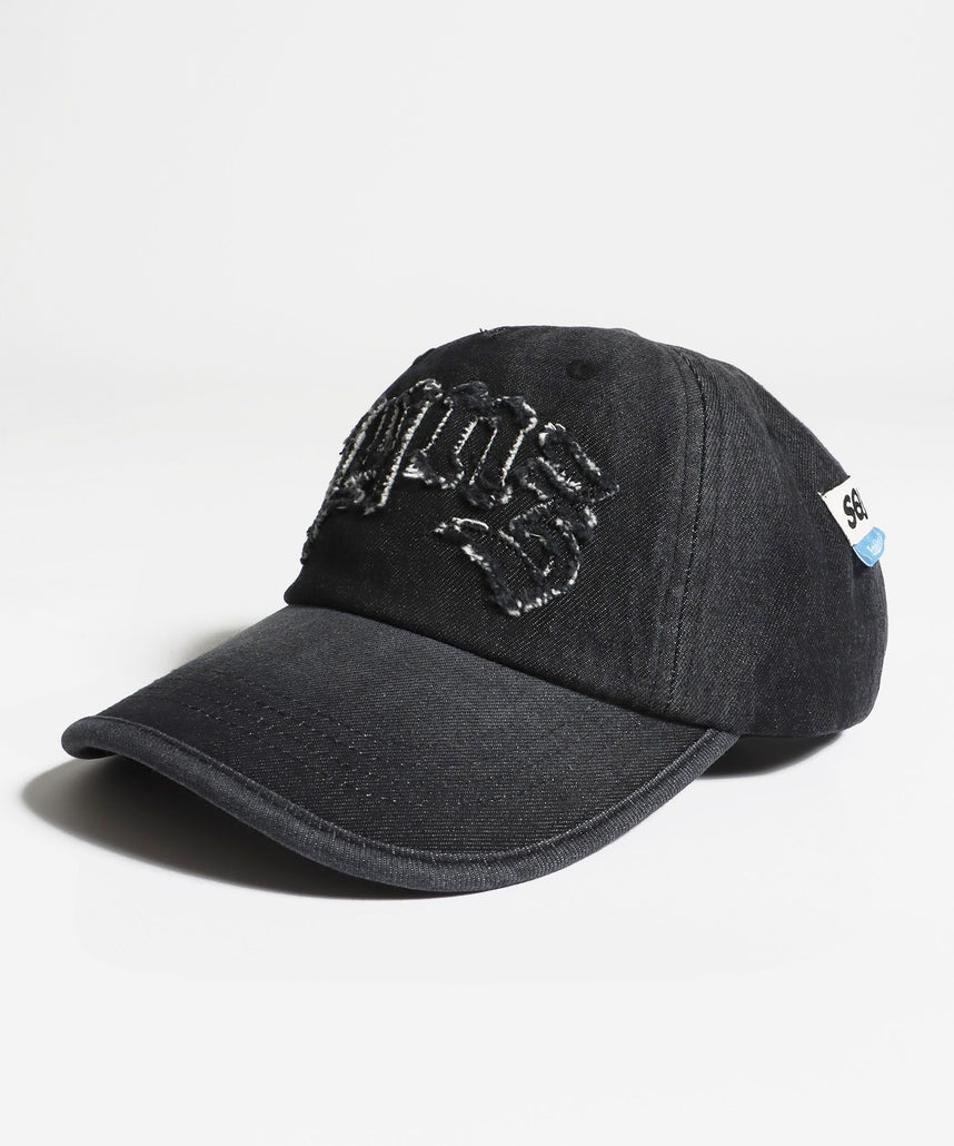 ※WEB限定 / ワッペンロゴデニムキャップ / sqnz applique denim cap ブラック