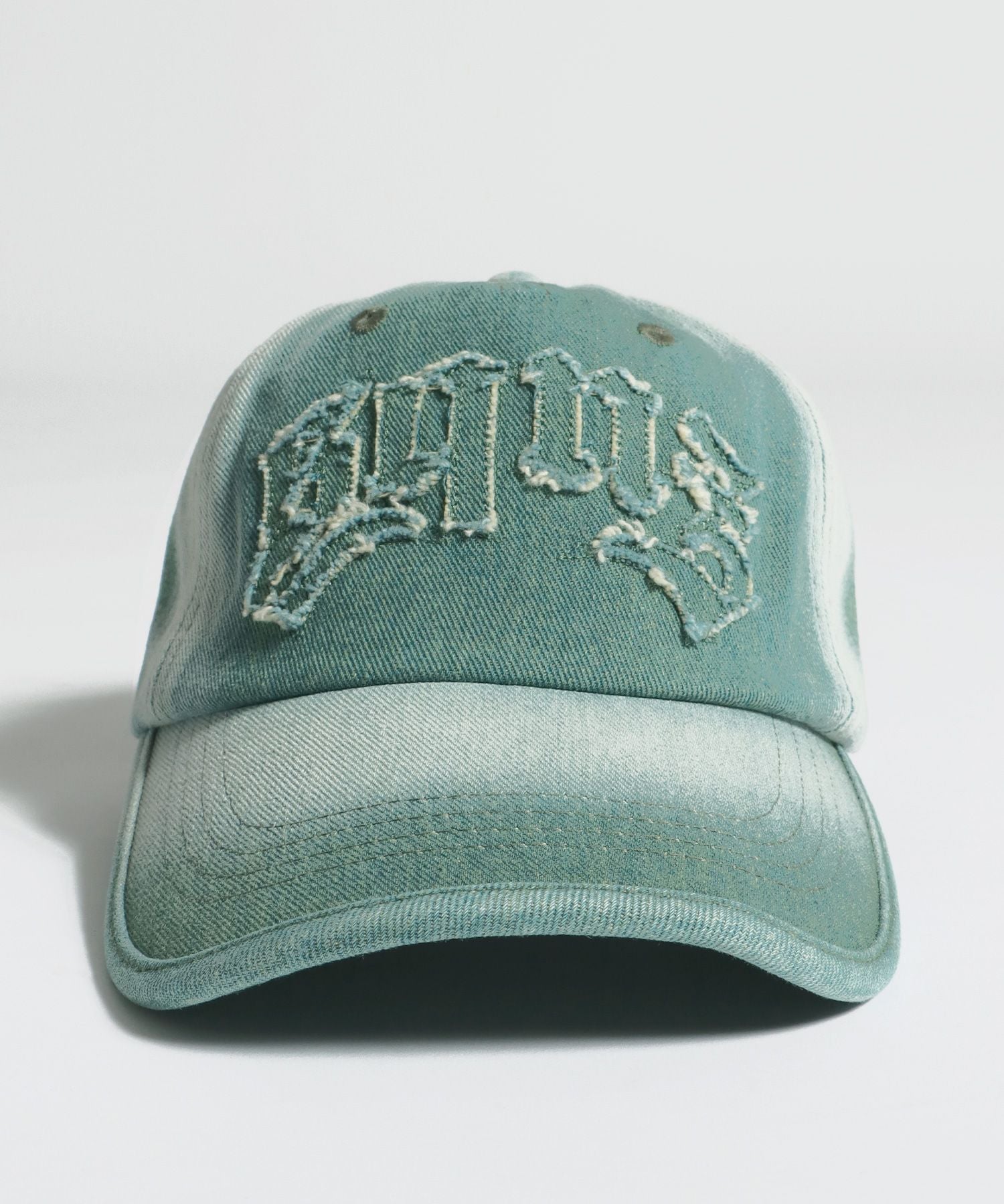 【SEQUENZ(シークエンズ)】sqnz applique denim cap / キャップ デニム ステッチ 刺繍 ≪サイズ調節可能≫ グリーン