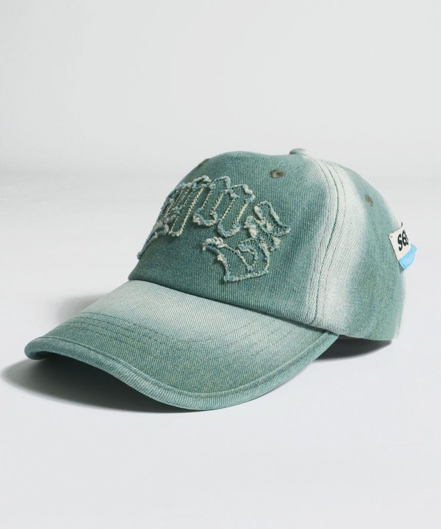 sqnz applique denim cap / キャップ デニム ステッチ 刺繍 ≪サイズ調節可能≫ グリーン