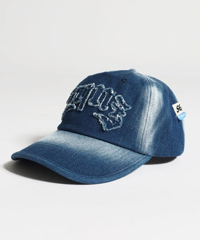 sqnz applique denim cap / キャップ デニム ステッチ 刺繍 ≪サイズ調節可能≫ ネイビー