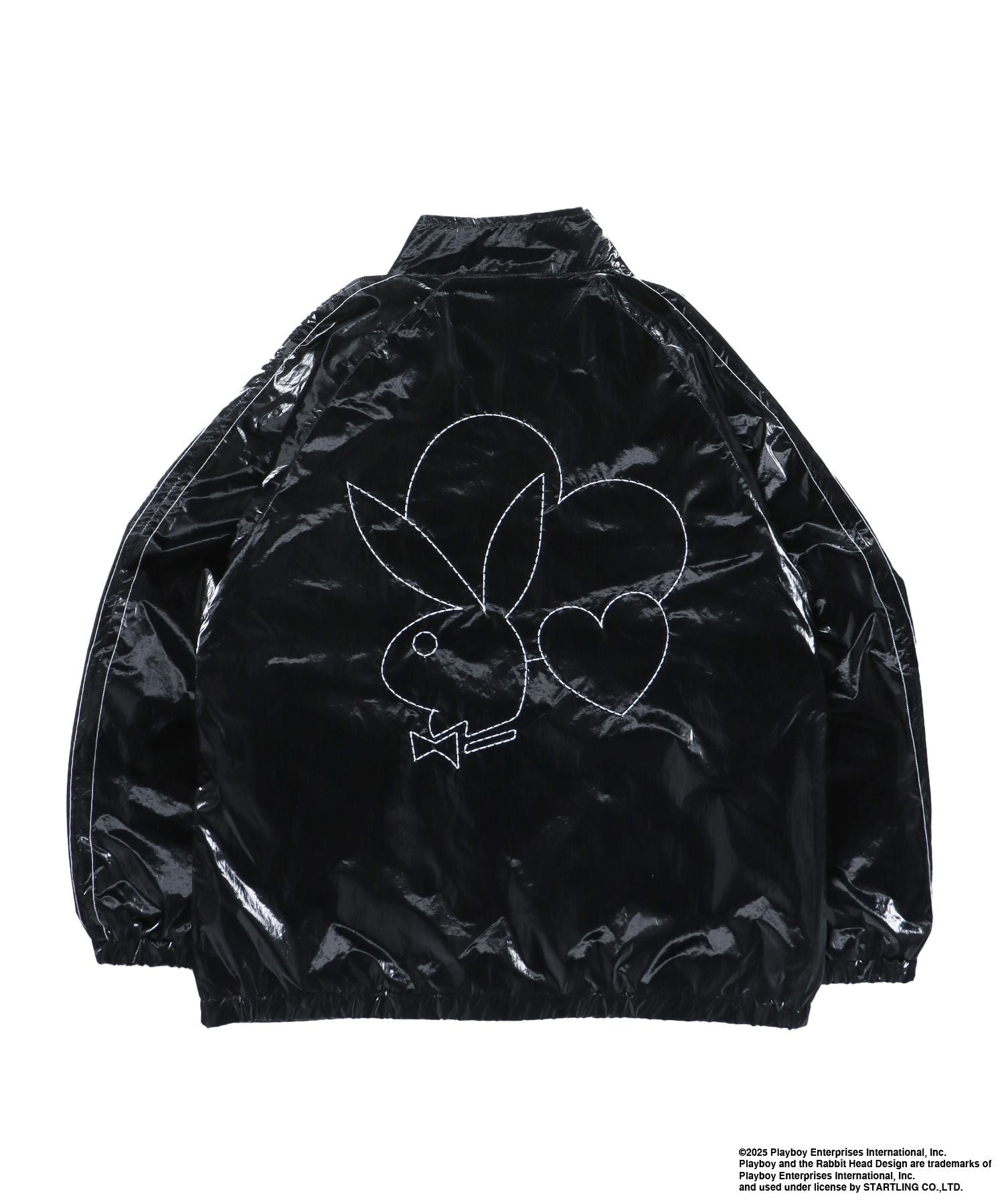 【SEQUENZ(シークエンズ)】PB COATING JACKET / プレイボーイ ジャケット コーティング フルジップ センターロゴ ブラック
