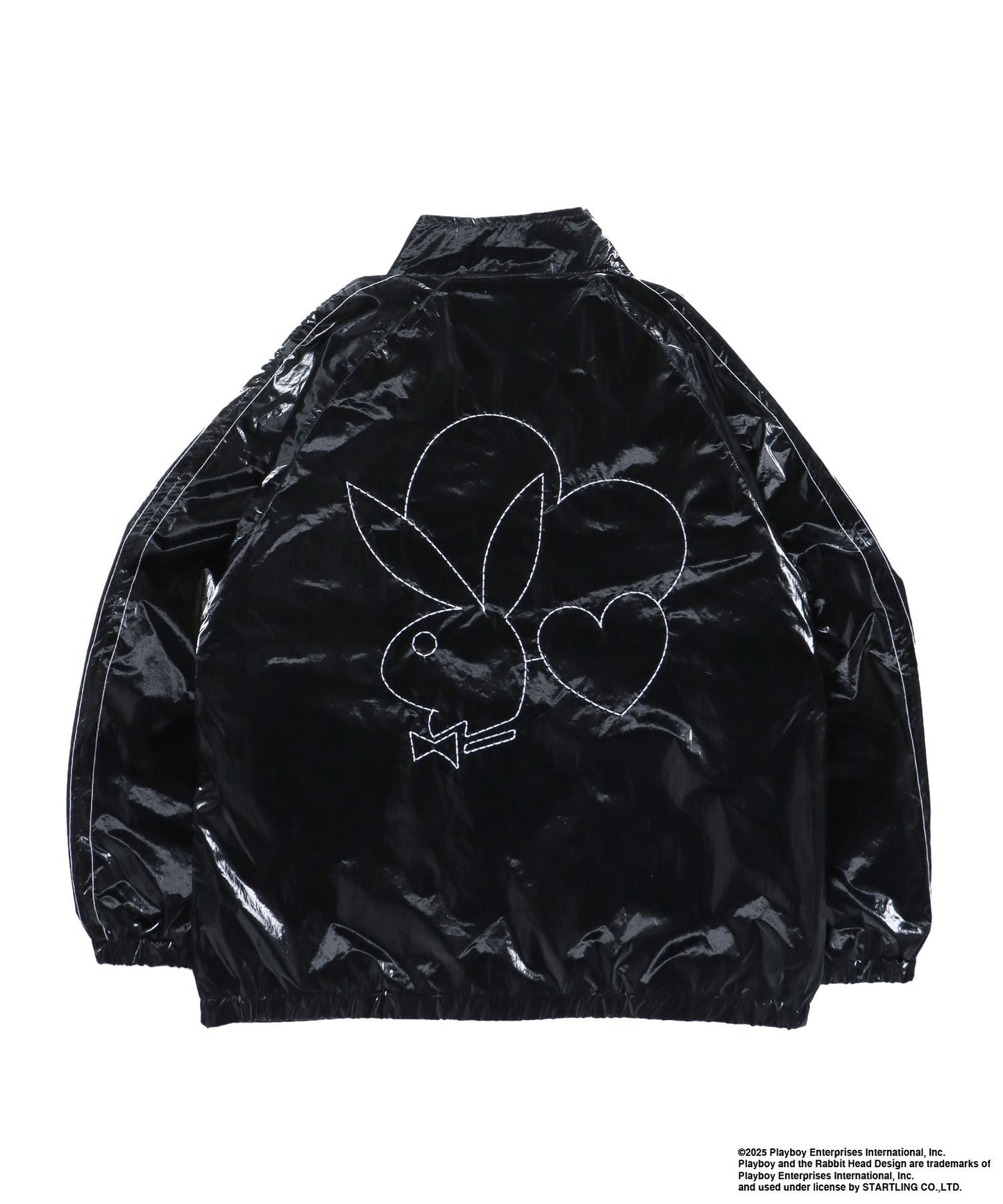 【SEQUENZ(シークエンズ)】PB COATING JACKET / プレイボーイ ジャケット コーティング フルジップ センターロゴ ブラック