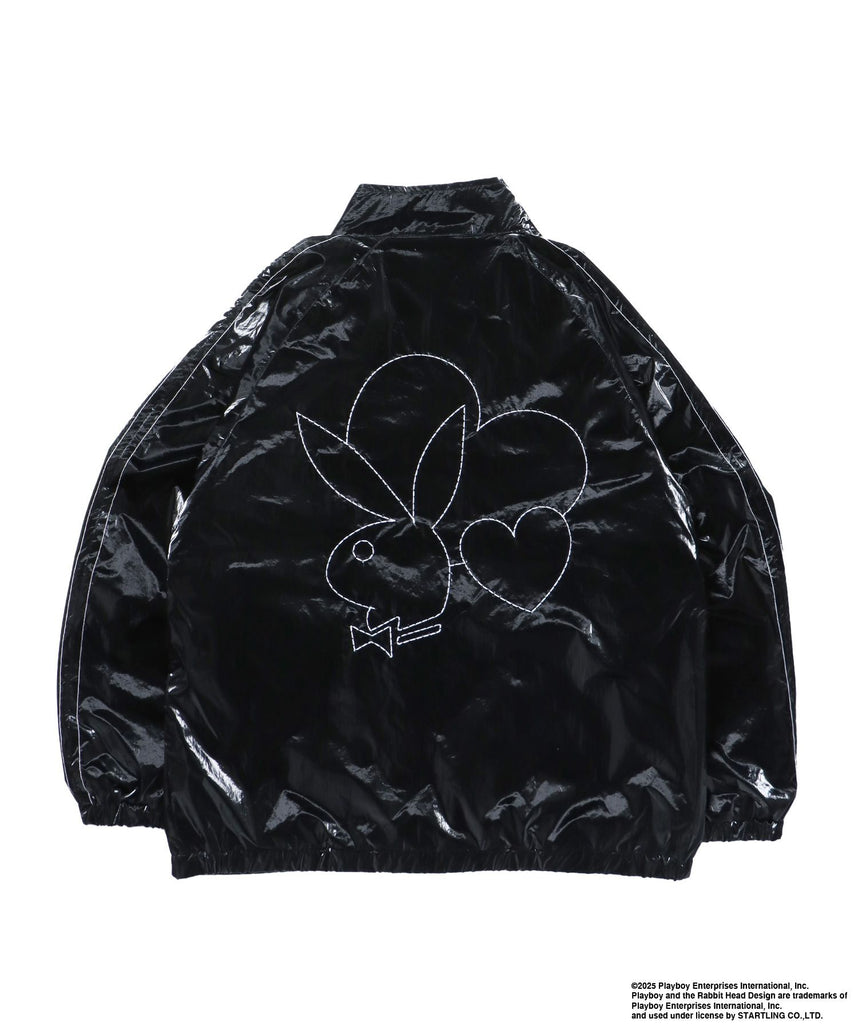 【SEQUENZ(シークエンズ)】PB COATING JACKET / プレイボーイ ジャケット コーティング フルジップ センターロゴ ブラック