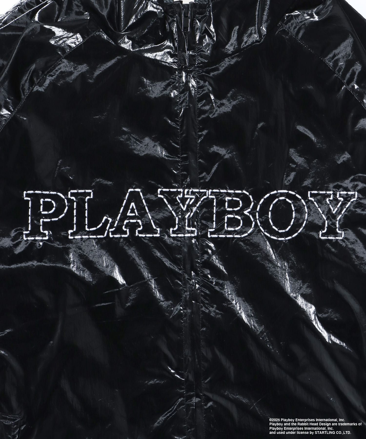 PB COATING JACKET / プレイボーイ ジャケット コーティング フルジップ センターロゴ ブラック
