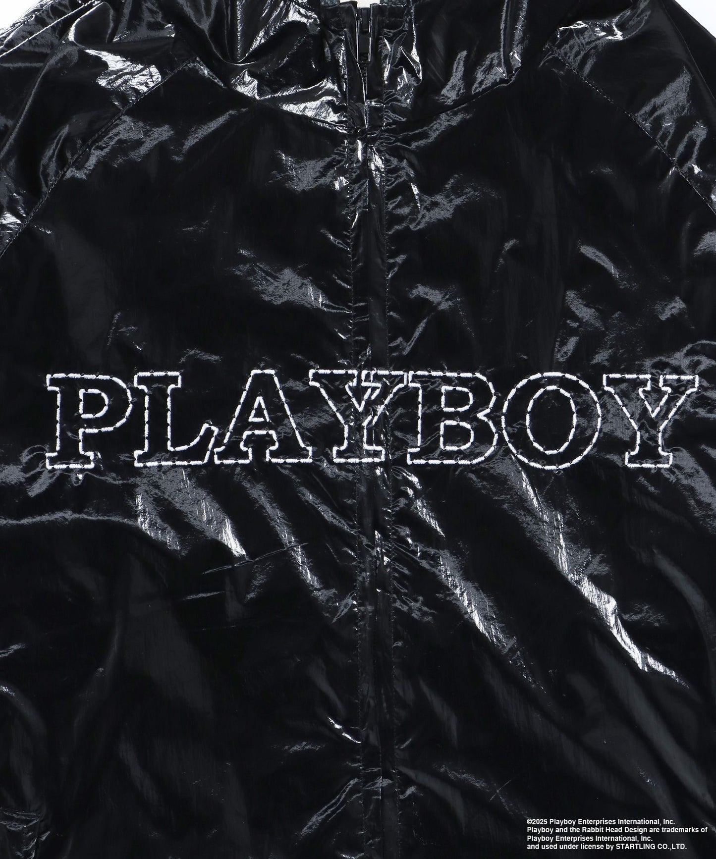 PB COATING JACKET / プレイボーイ ジャケット コーティング フルジップ センターロゴ ブラック
