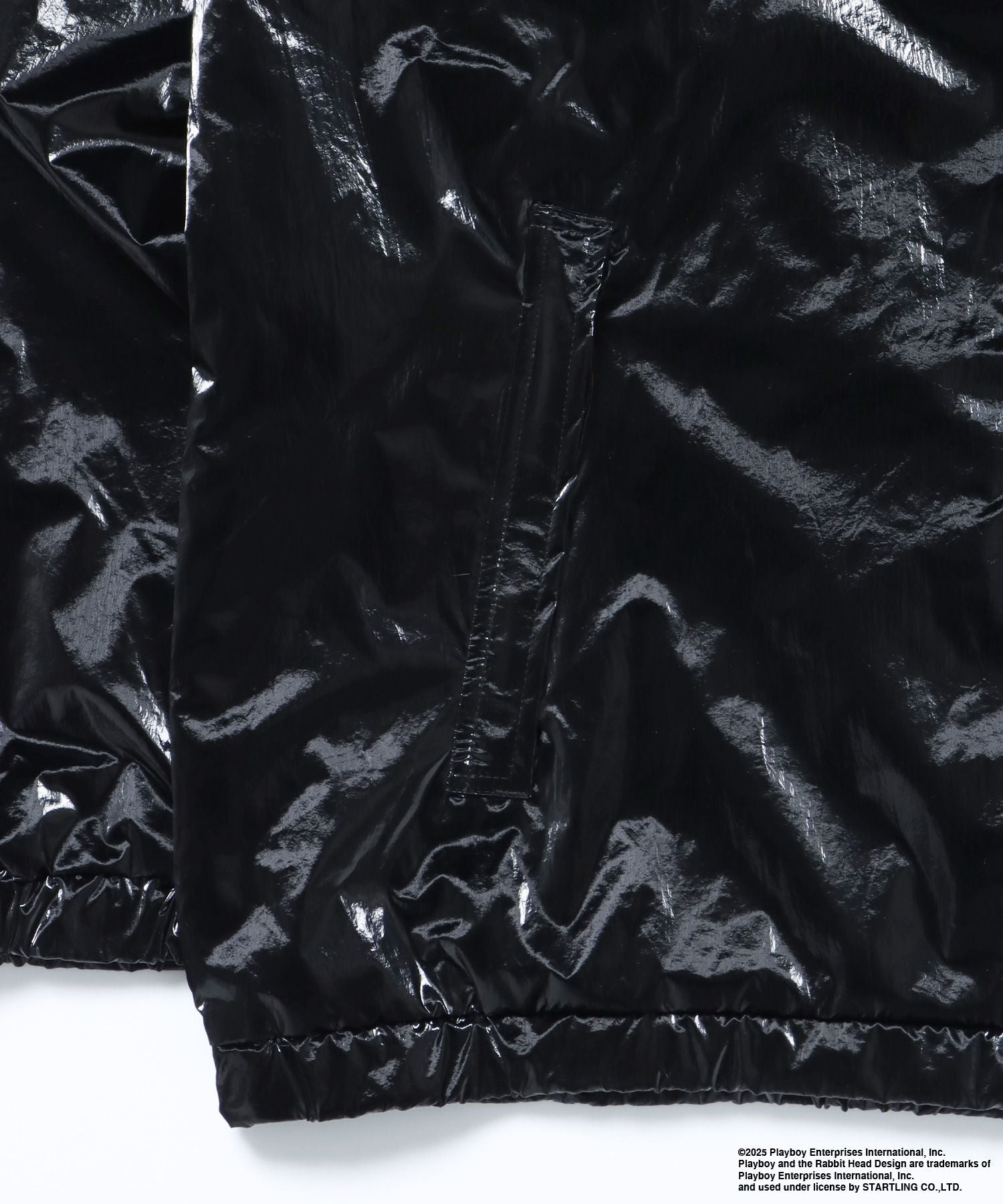 PB COATING JACKET / プレイボーイ ジャケット コーティング フルジップ センターロゴ ブラック