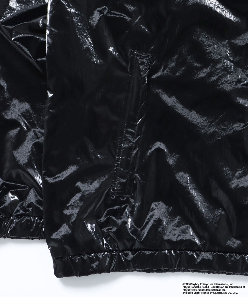 PB COATING JACKET / プレイボーイ ジャケット コーティング フルジップ センターロゴ ブラック