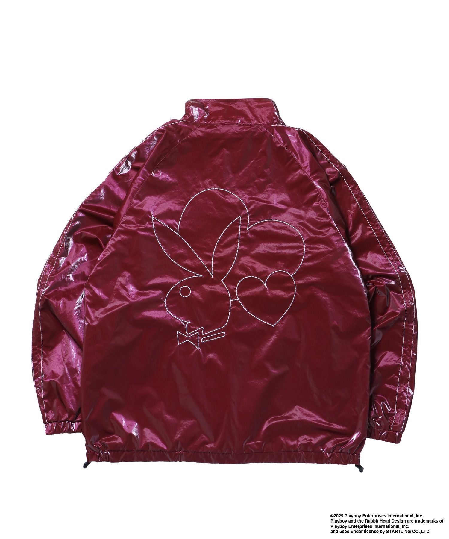 【SEQUENZ(シークエンズ)】PB COATING JACKET / プレイボーイ ジャケット コーティング フルジップ センターロゴ バーガンディー