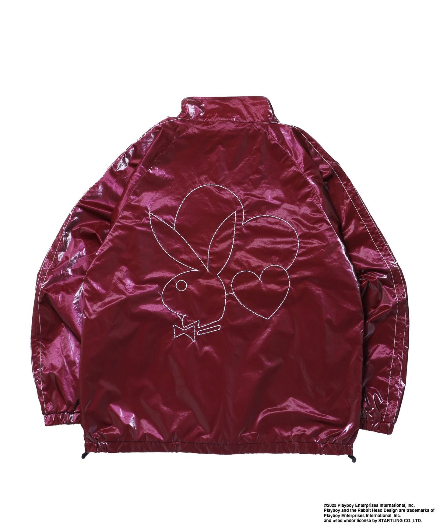 【SEQUENZ(シークエンズ)】PB COATING JACKET / プレイボーイ ジャケット コーティング フルジップ センターロゴ バーガンディー