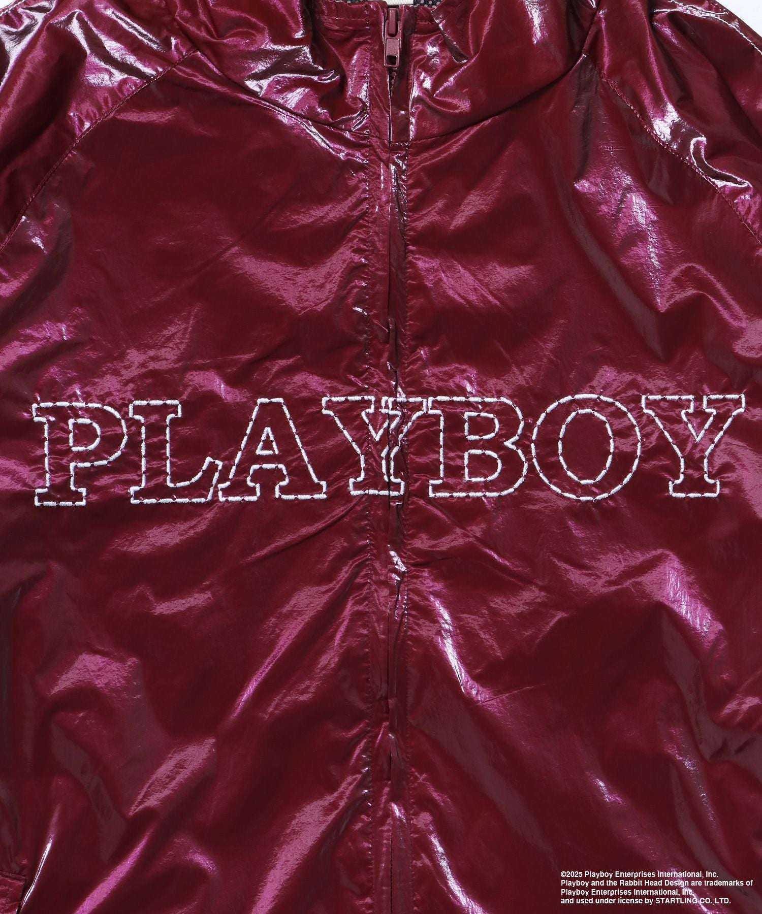 PB COATING JACKET / プレイボーイ ジャケット コーティング フルジップ センターロゴ バーガンディー