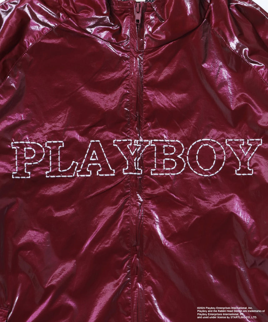 PB COATING JACKET / プレイボーイ ジャケット コーティング フルジップ センターロゴ バーガンディー