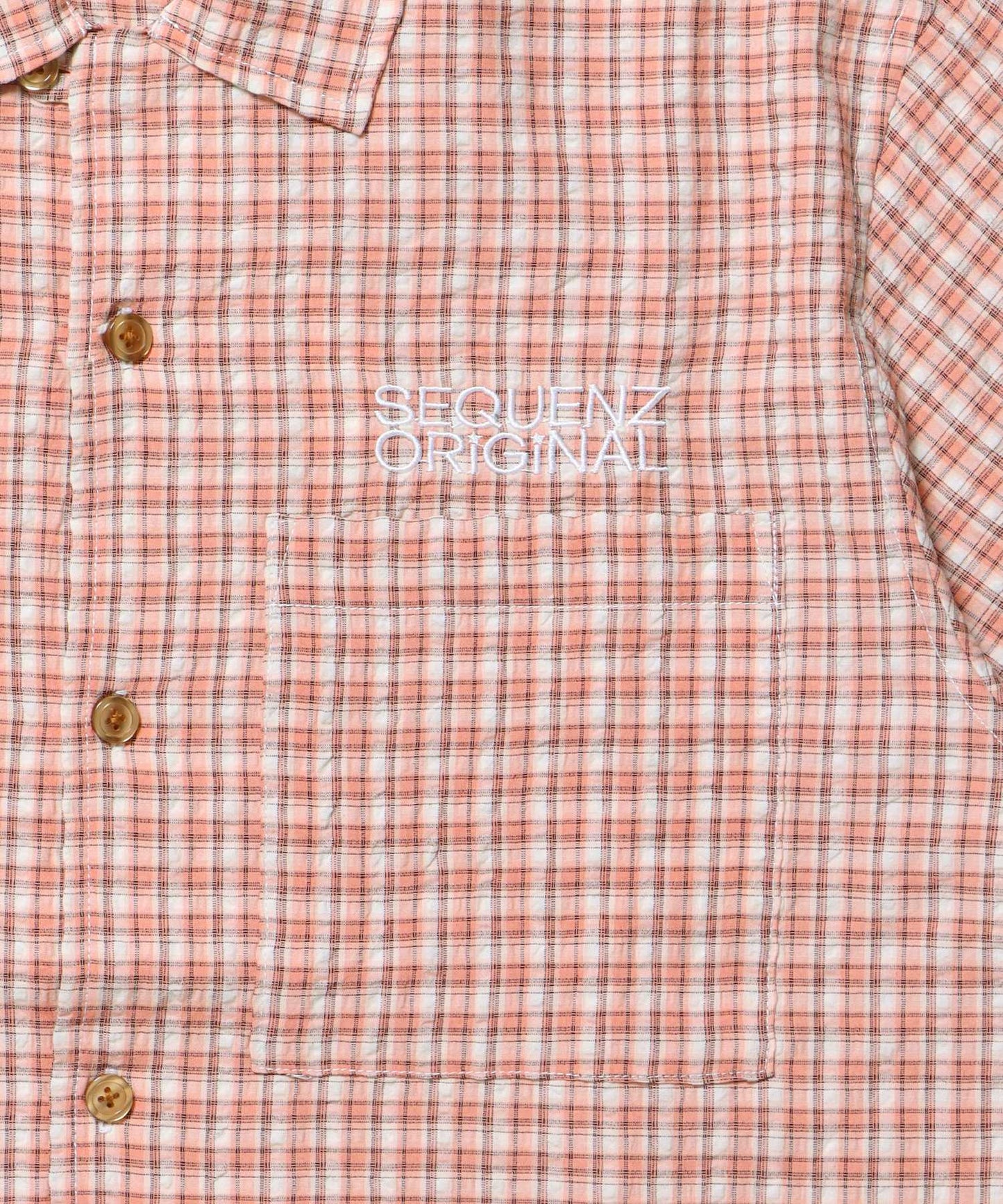 SQNZ APPLIQUE CHECK SHIRTS / シャツ ショート丈 チェック 半袖 刺繍 ピンク