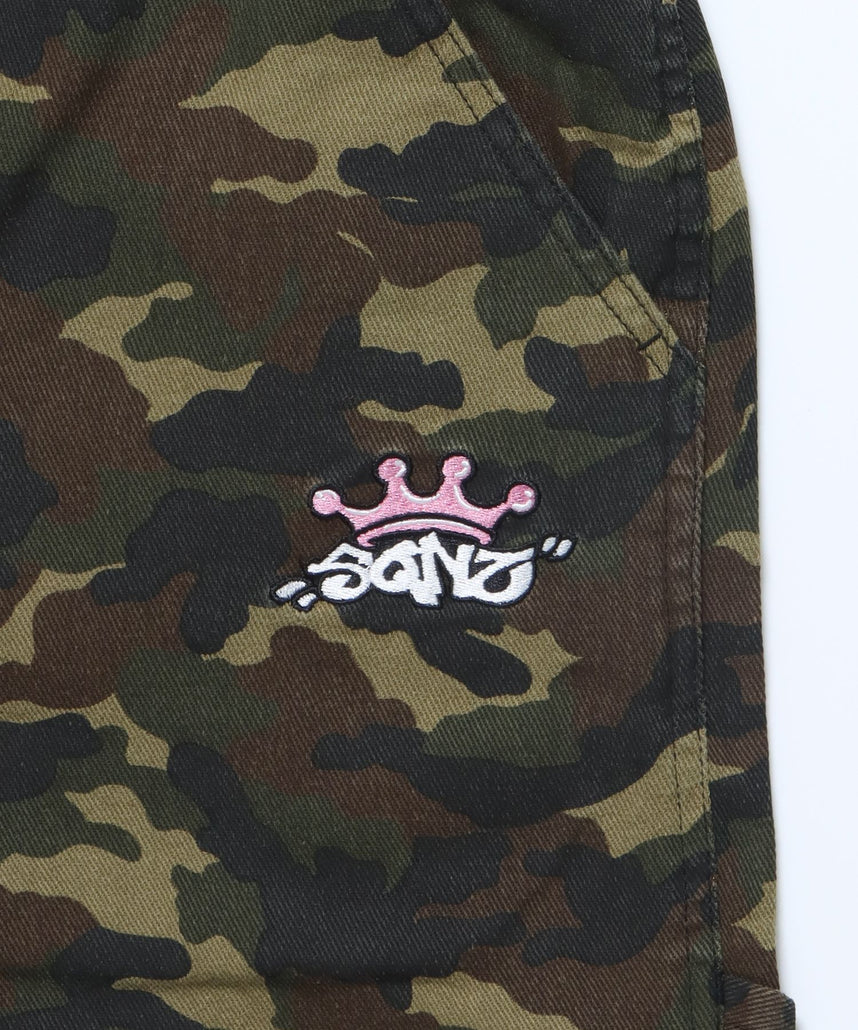 BACK EMB. SHORT DENIM / デニム パンツ 半ズボン ショーツ ワンポイント 刺繍 柄80