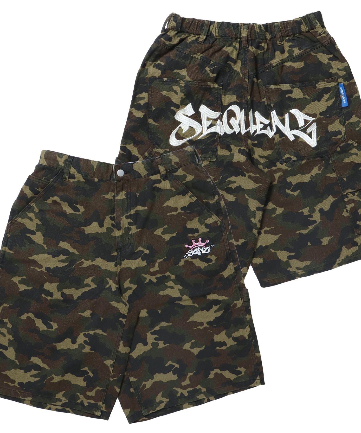 【SEQUENZ(シークエンズ)】BACK EMB. SHORT DENIM / デニム パンツ 半ズボン ショーツ ワンポイント 刺繍 柄80