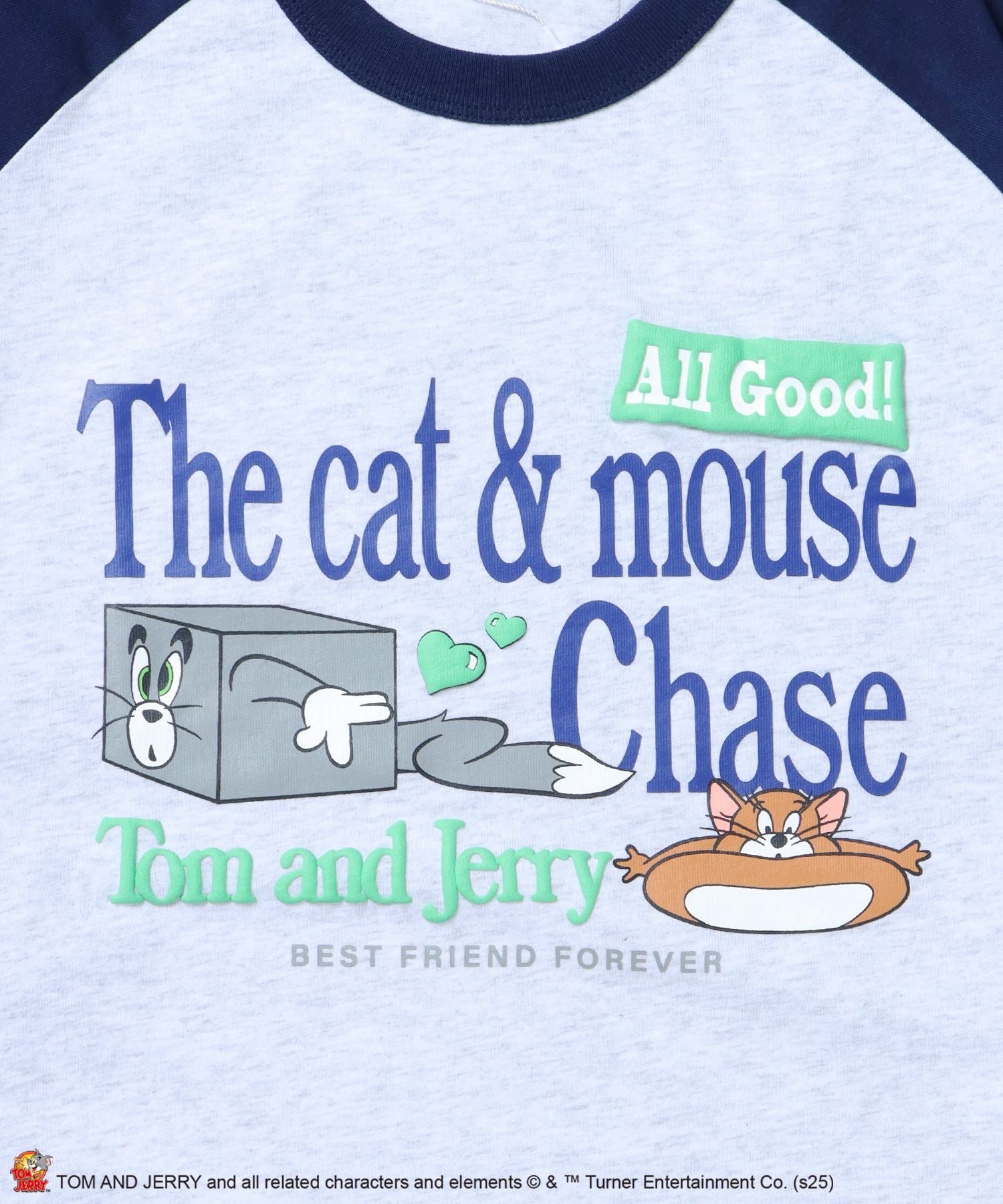 TJ FUNNY FUNNY RAGLAN L/S TEE / Tシャツ 長袖 クルーネック ロンT ワンポイント 刺繍 ネイビー