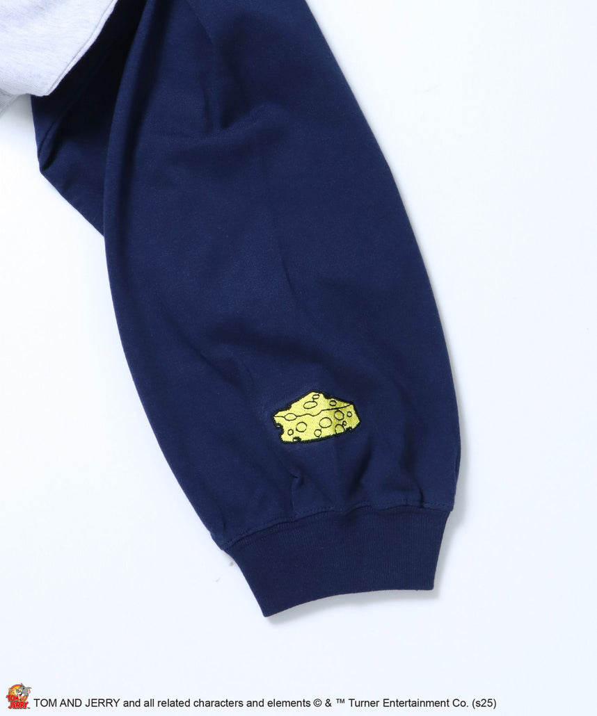 TJ FUNNY FUNNY RAGLAN L/S TEE / Tシャツ 長袖 クルーネック ロンT ワンポイント 刺繍 ネイビー