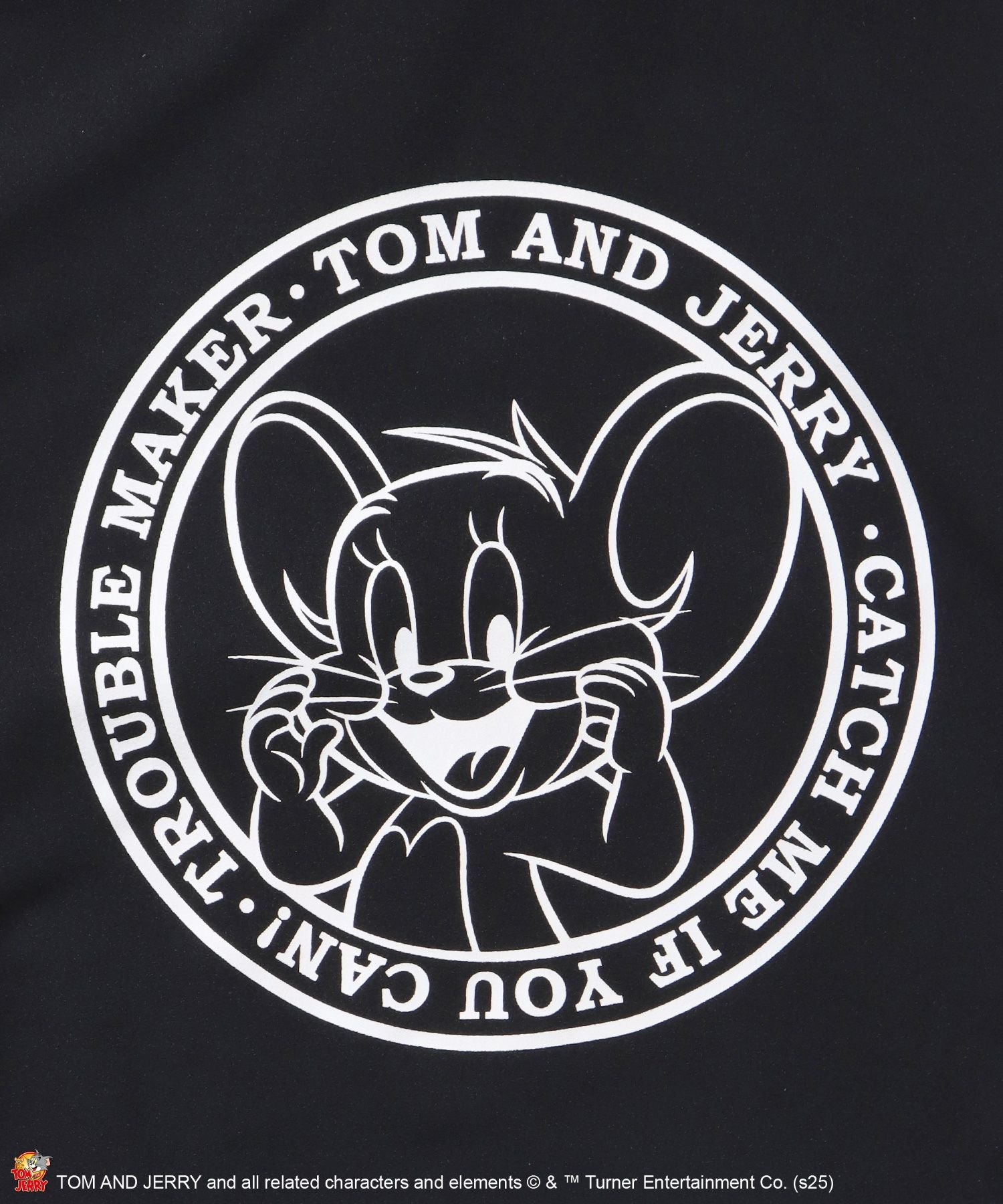 TJ CIRCLE LOGO TRACK JACKET / トムとジェリー ジャージ フルジップ ジャケット 刺繍 ブラック