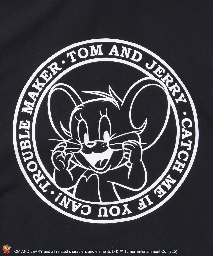 TJ CIRCLE LOGO TRACK JACKET / トムとジェリー ジャージ フルジップ ジャケット 刺繍 ブラック